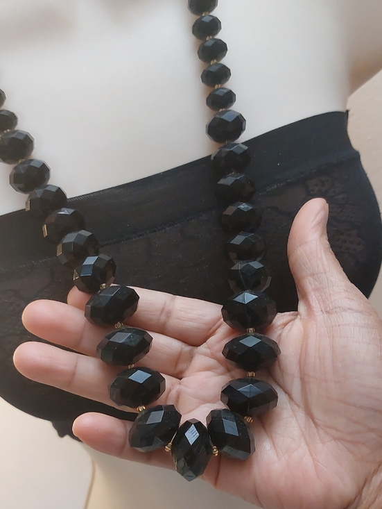 Joan Rivers Chunky Faceted Black Beads Graduated Statement Necklace